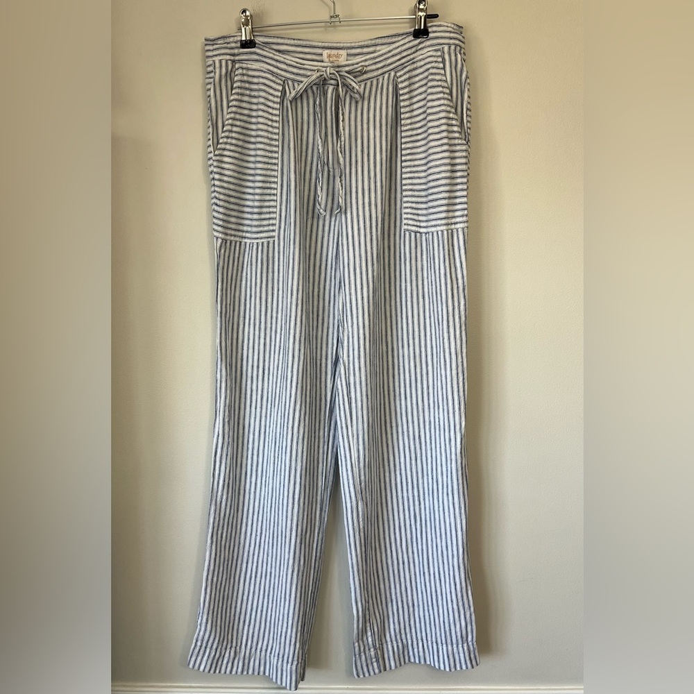 Laundry By Shelli Segal Blue and White Striped Wide Leg Pants